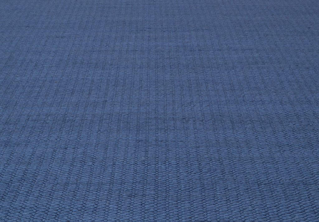 Dhurrie blue Wool flatweave Rug