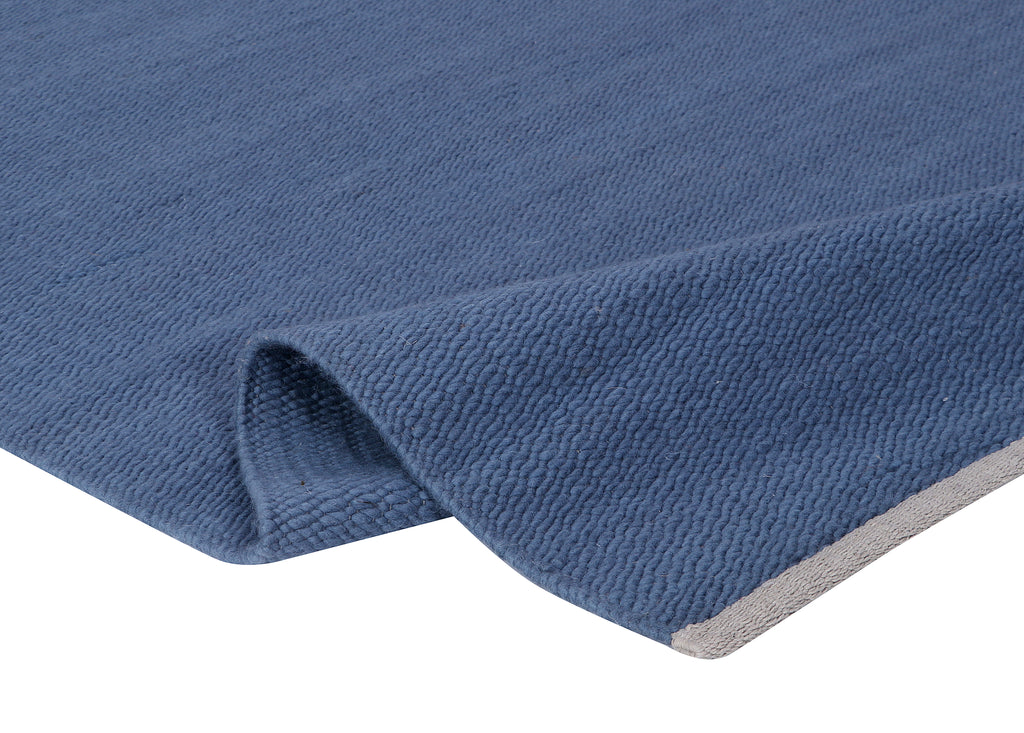 Dhurrie blue Wool flatweave Rug