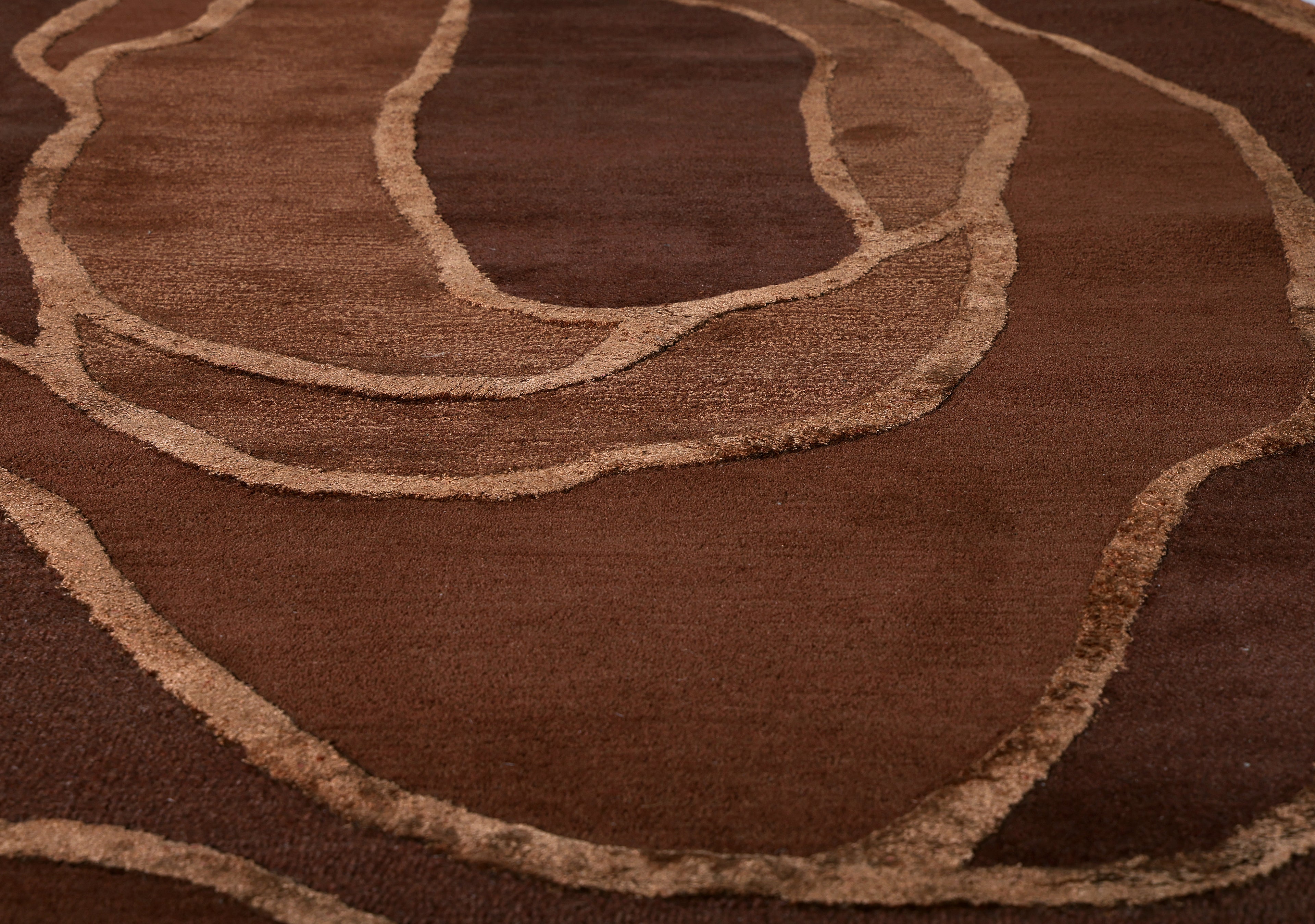 Hand Tufted Wool and Viscose Brown Area Rug