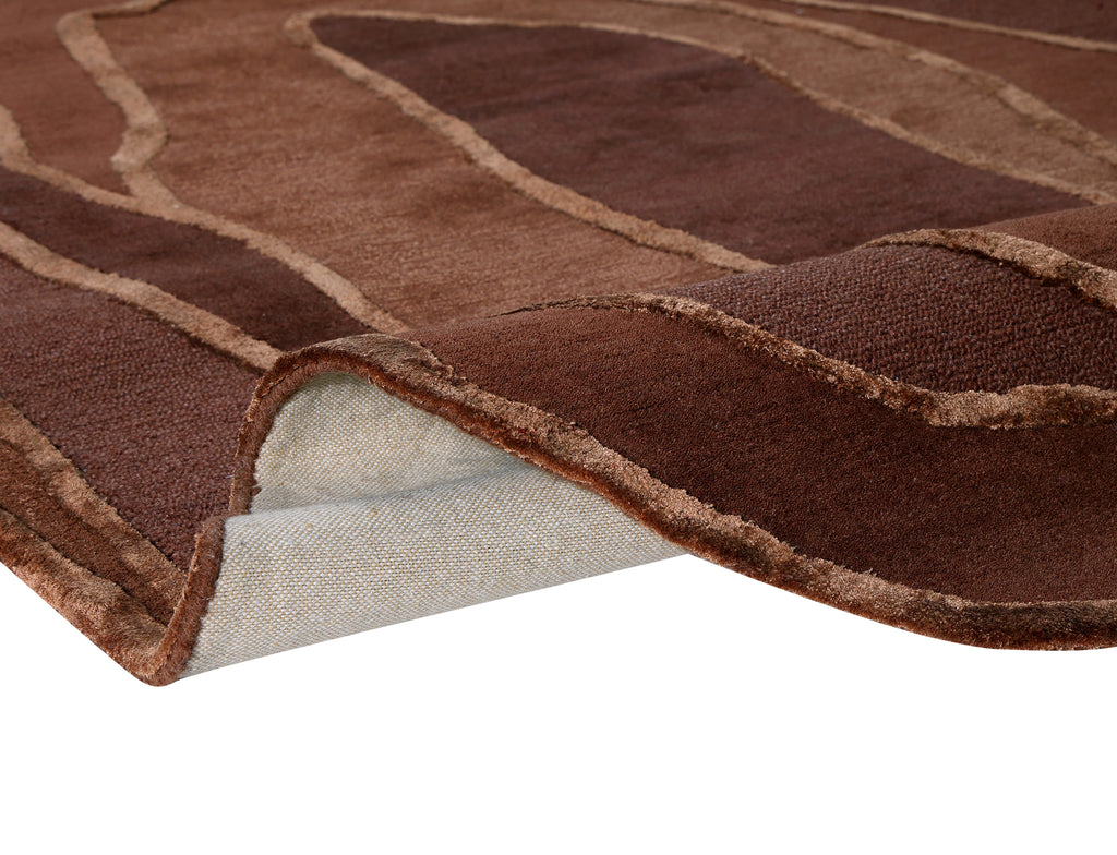Hand Tufted Wool and Viscose Brown Area Rug