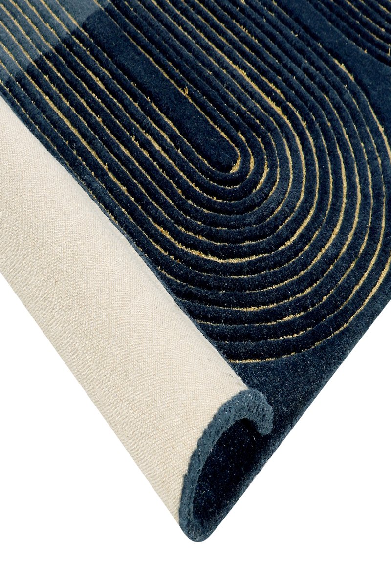 Hand Tufted Wool and Viscose Navy Blue Area Rug