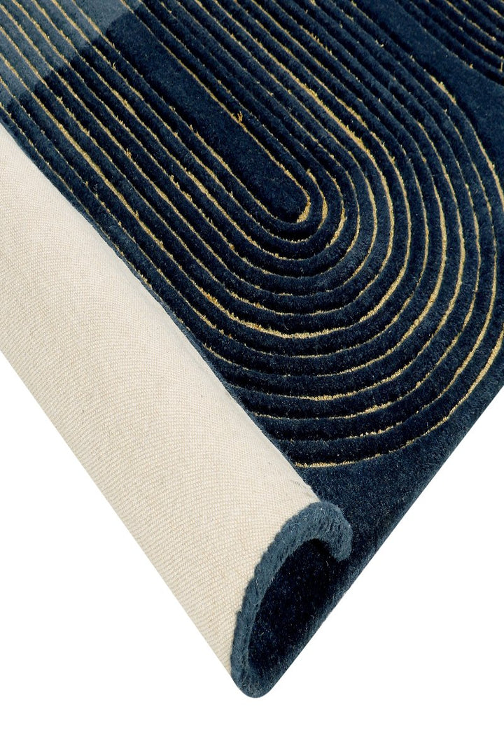 Hand Tufted Wool and Viscose Navy Blue Area Rug