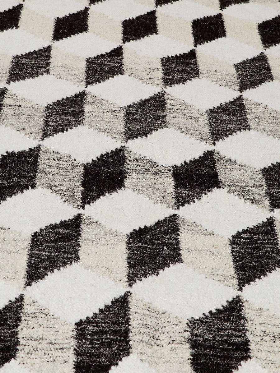 Pitloom Wool Black and Beige Flatweave Area Rug