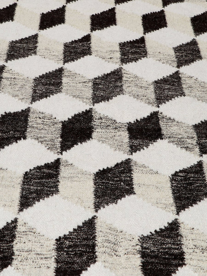 Pitloom Wool Black and Beige Flatweave Area Rug