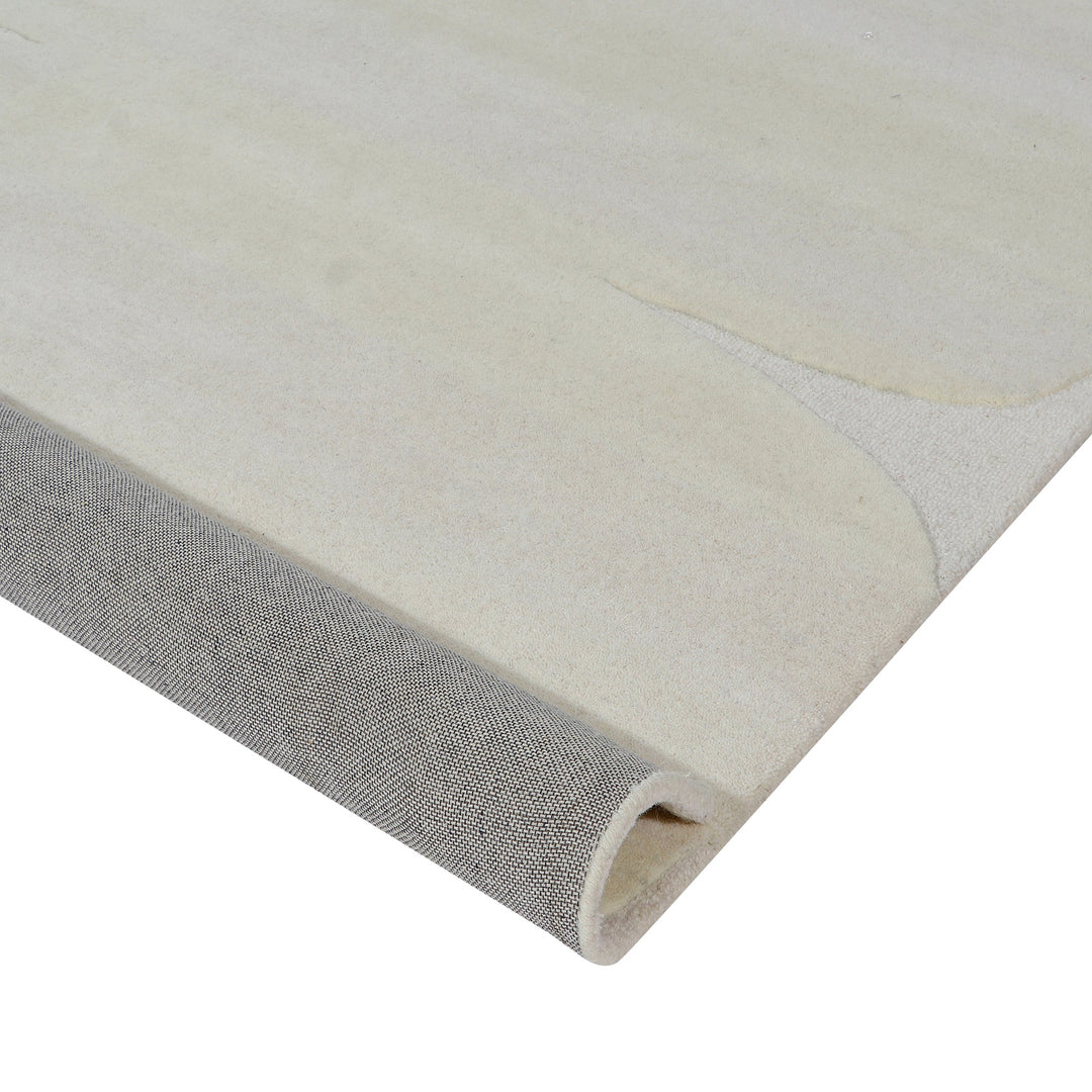 Hand Tufted Indian Wool and Felt Off White Area Rug