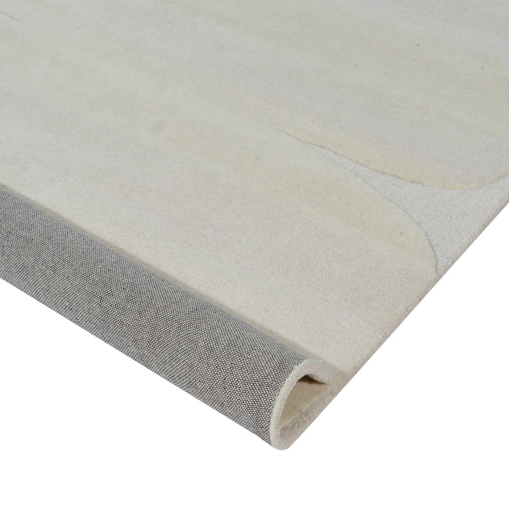 Hand Tufted Indian Wool and Felt Off White Area Rug