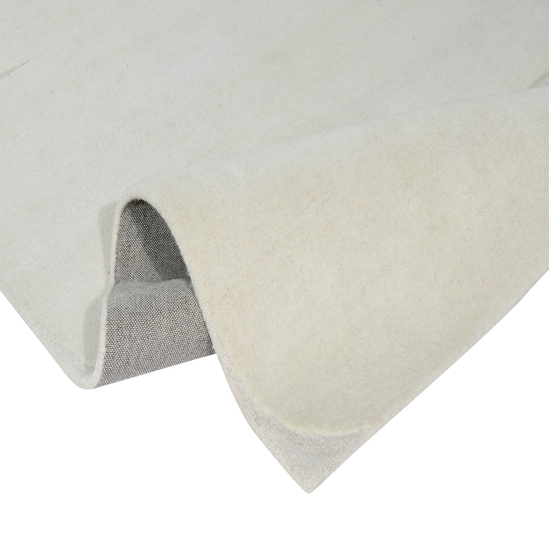 Hand Tufted Indian Wool and Felt Off White Area Rug