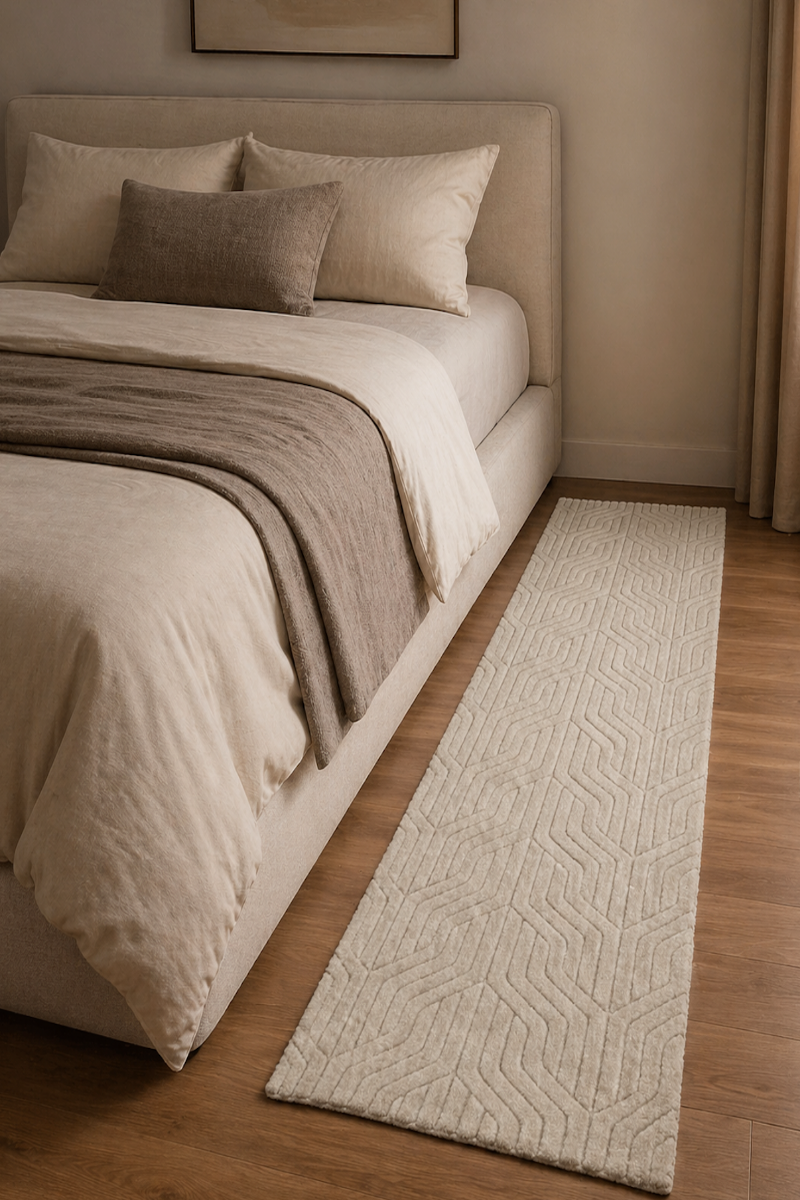 Hand Tufted Wool White Runner