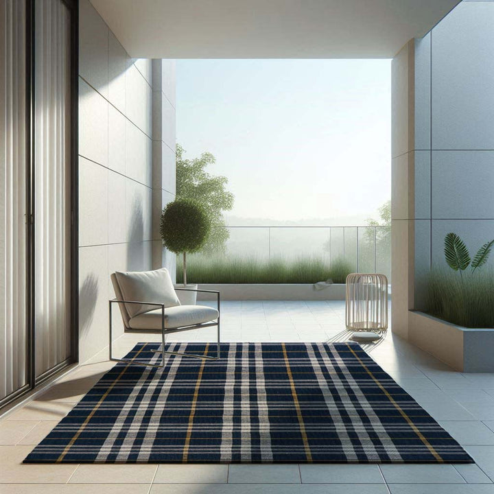 Carpe Natura  Pitloom PET Flatweave Navy Blue Area Rug