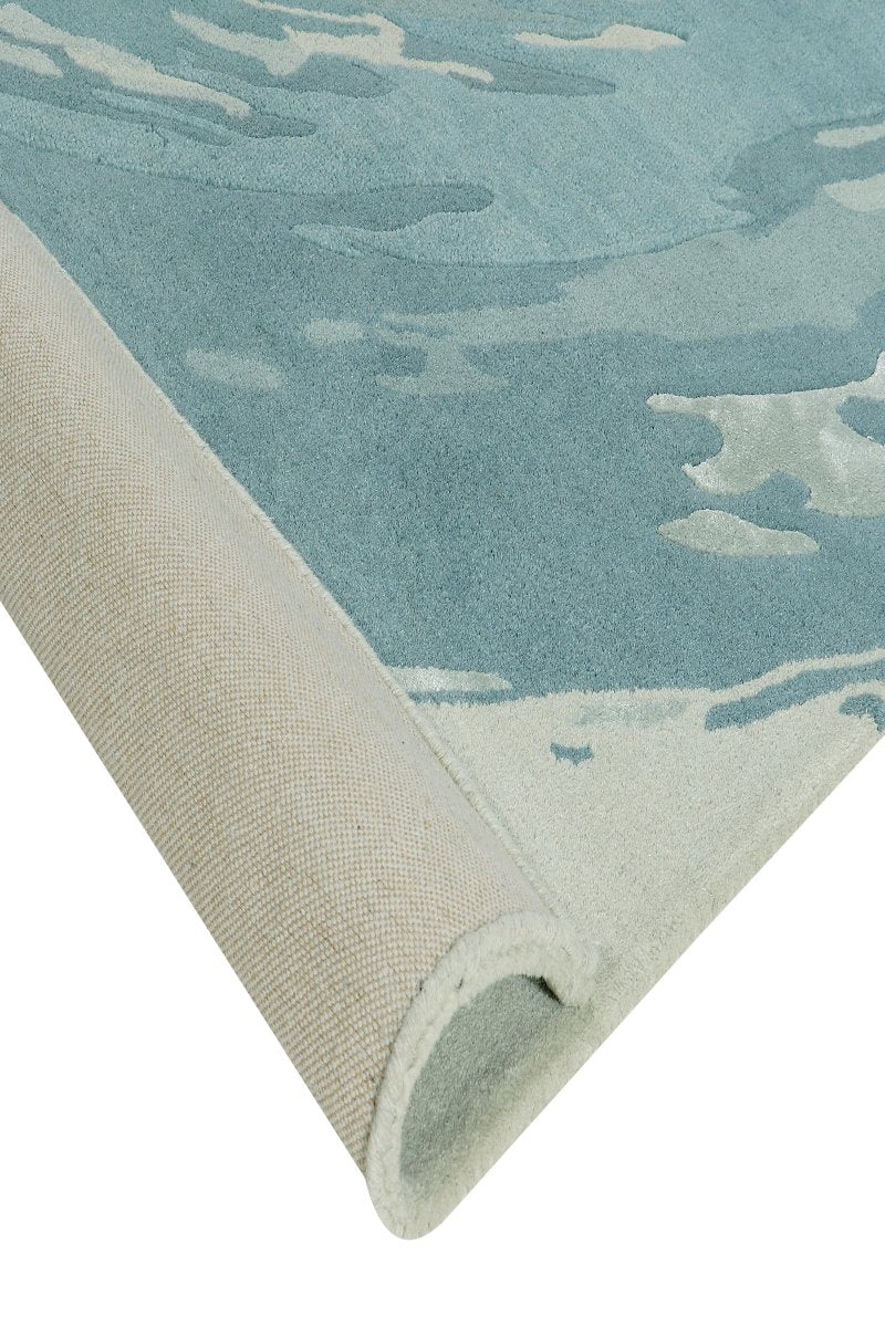 Hand Tufted Carpet Beige and Blue Wool Rug