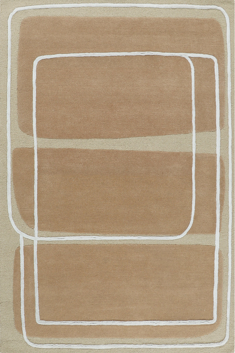 Hand Tufted Wool and Viscose Beige Area Rug