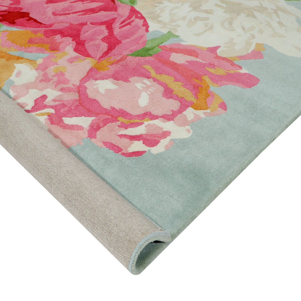 Hand Tufted NZ  Wool Washed Flower Rug