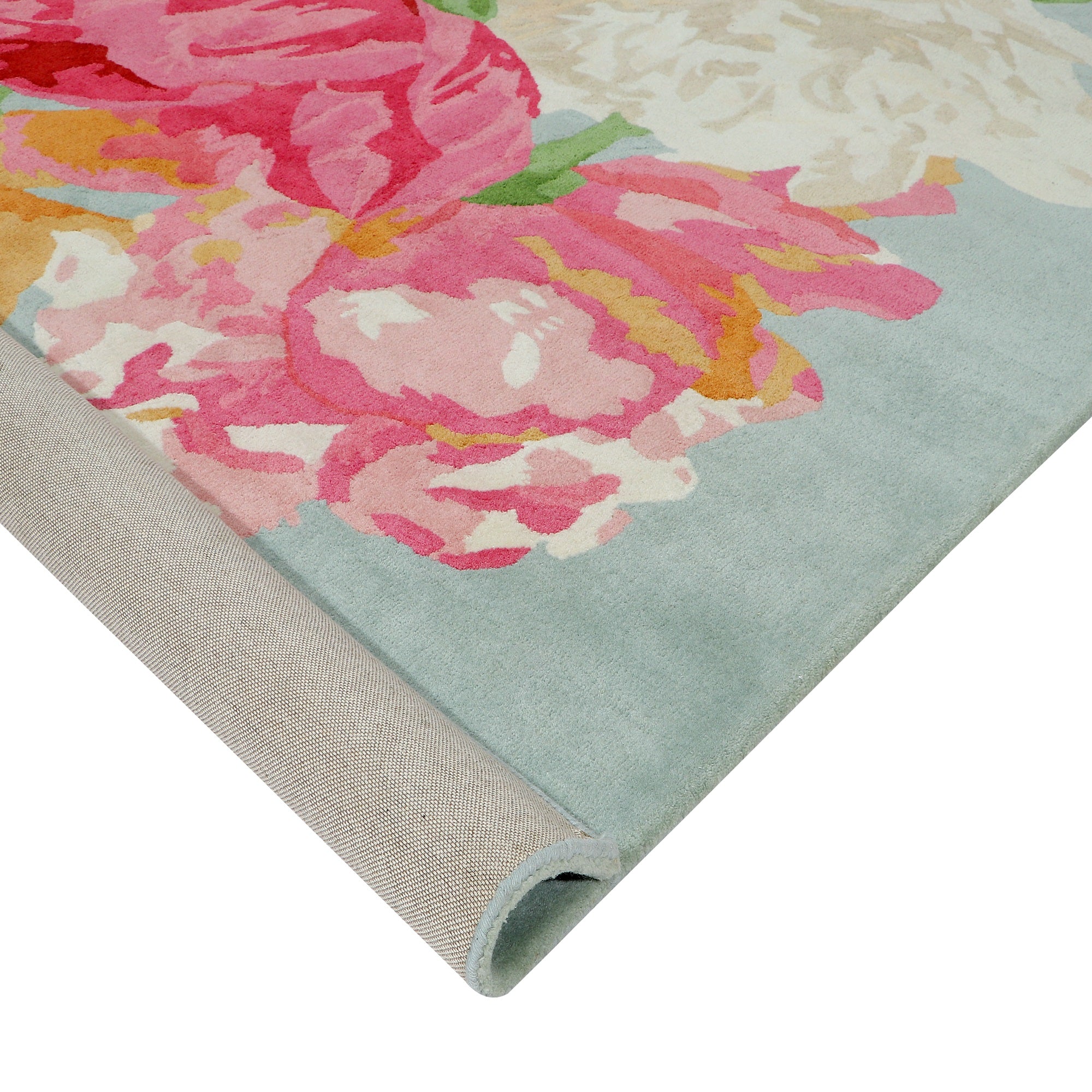 Hand Tufted NZ  Wool Washed Flower Rug