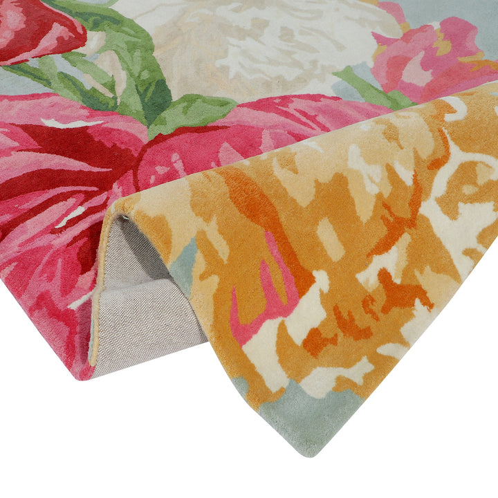 Hand Tufted New Zealand Wool Washed Flower Area Rug