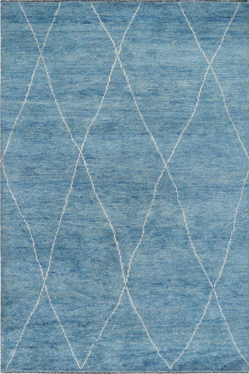 Hand Knotted Wool Blue Area Rug