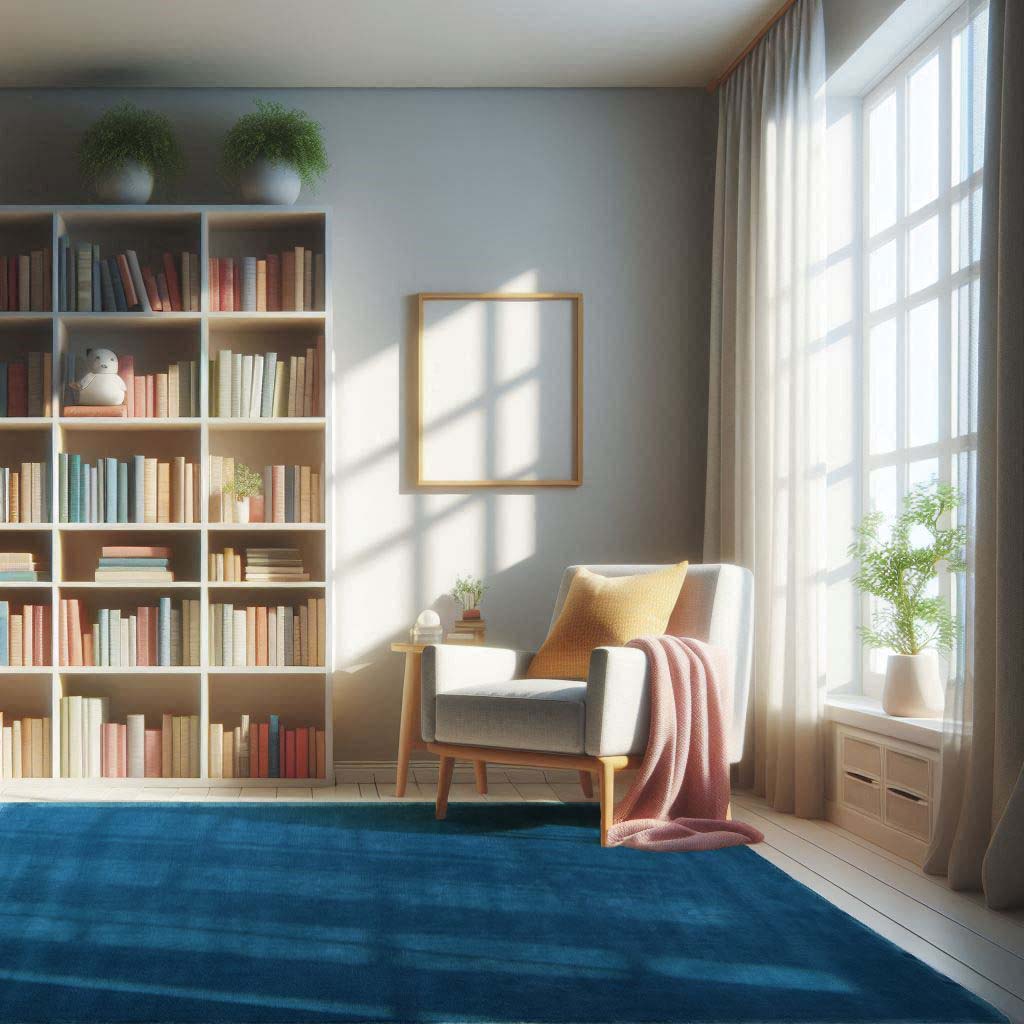 Handloom Wool and Viscose Blue Area Rug