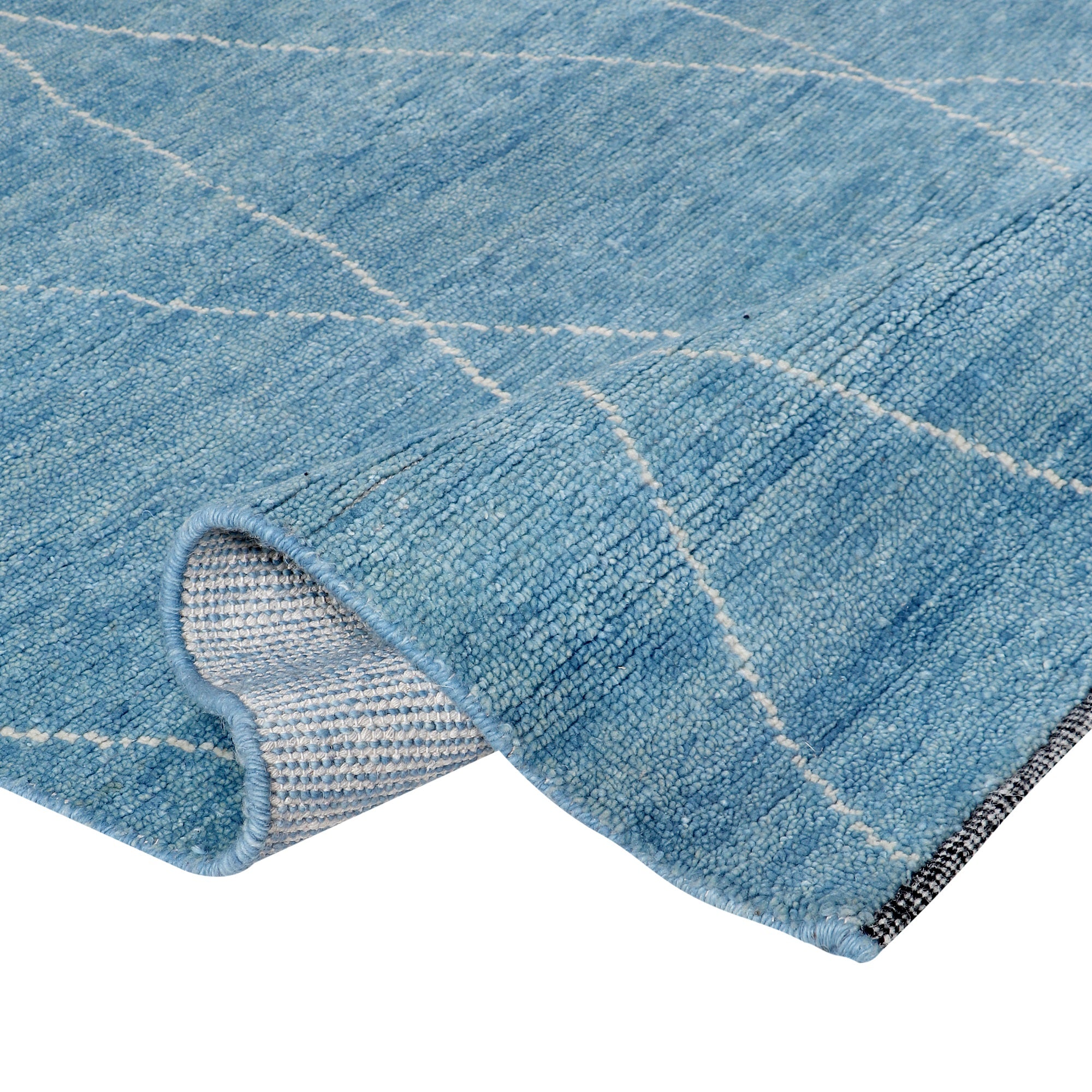Hand Knotted Wool Blue Area Rug