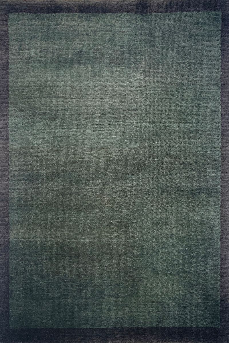 Nepal Knotted Felt Wool Green and Black Area Rug