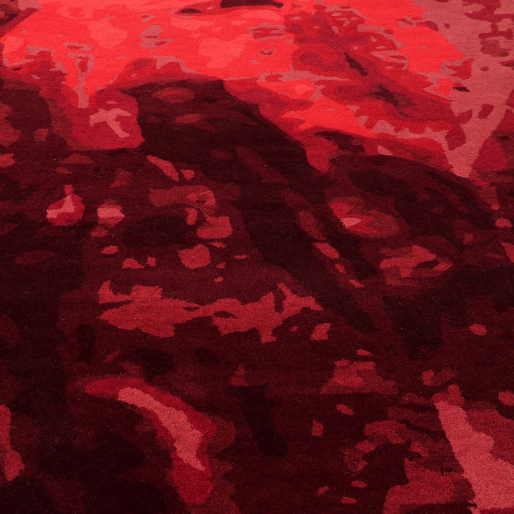 Hand Tufted Wool Shaped  Red Area Rug