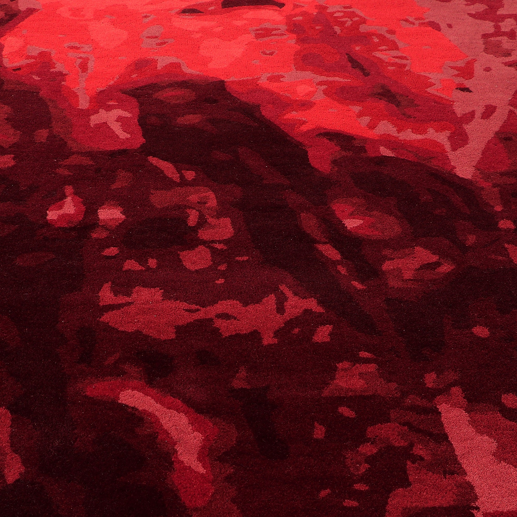 Hand Tufted Wool Shaped  Red Area Rug