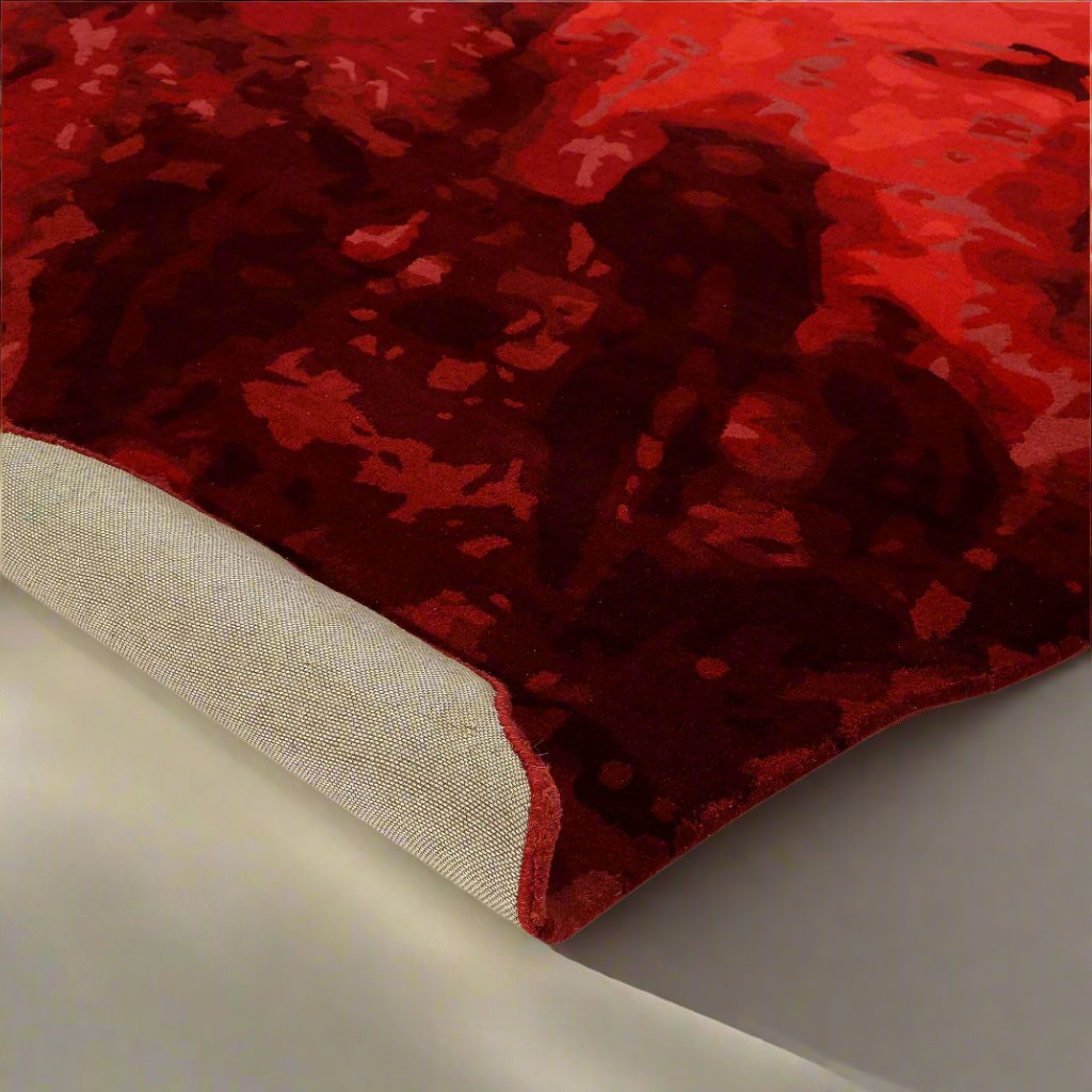 Hand Tufted Wool Shaped  Red Area Rug