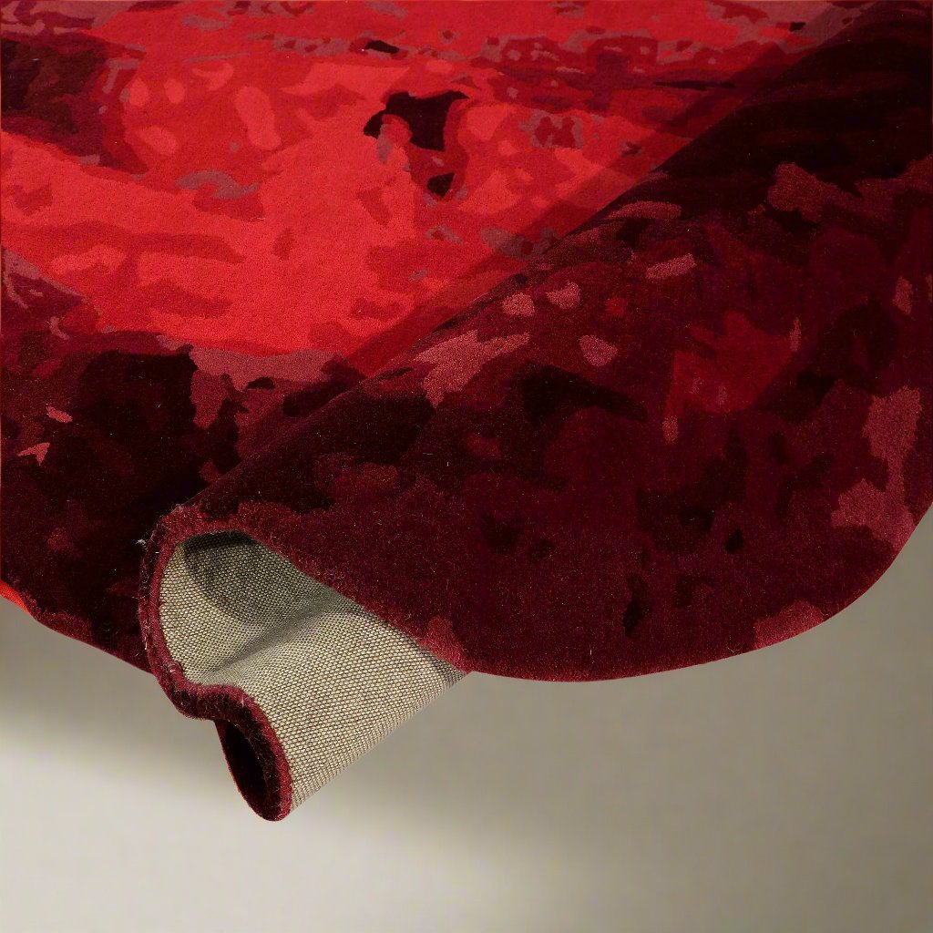 Hand Tufted Wool Shaped  Red Area Rug