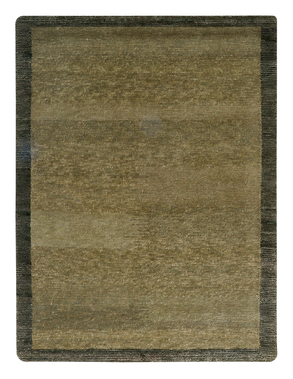Hand Knotted Olive Green Wool Rug