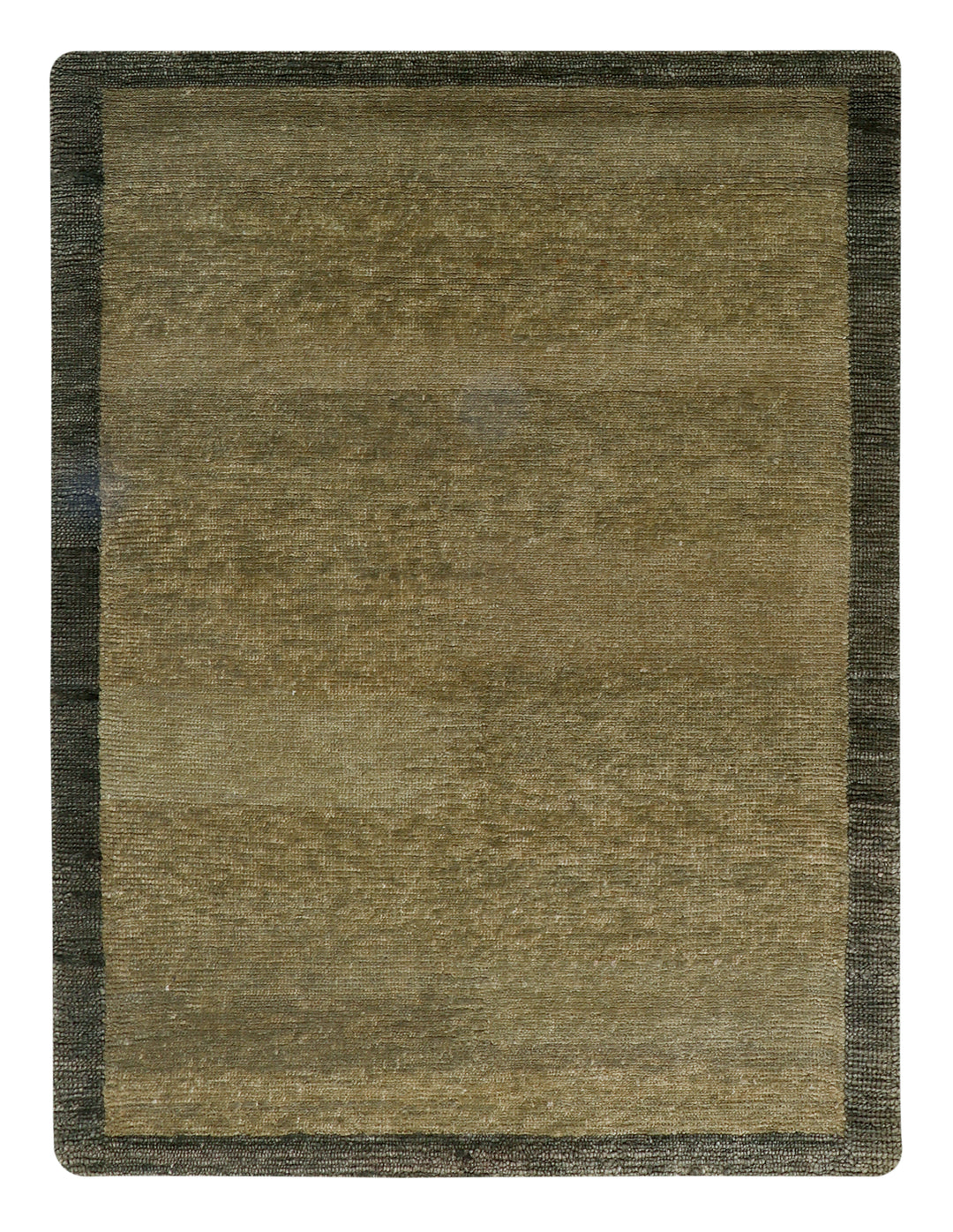Hand Knotted Olive Green Wool Area Rug