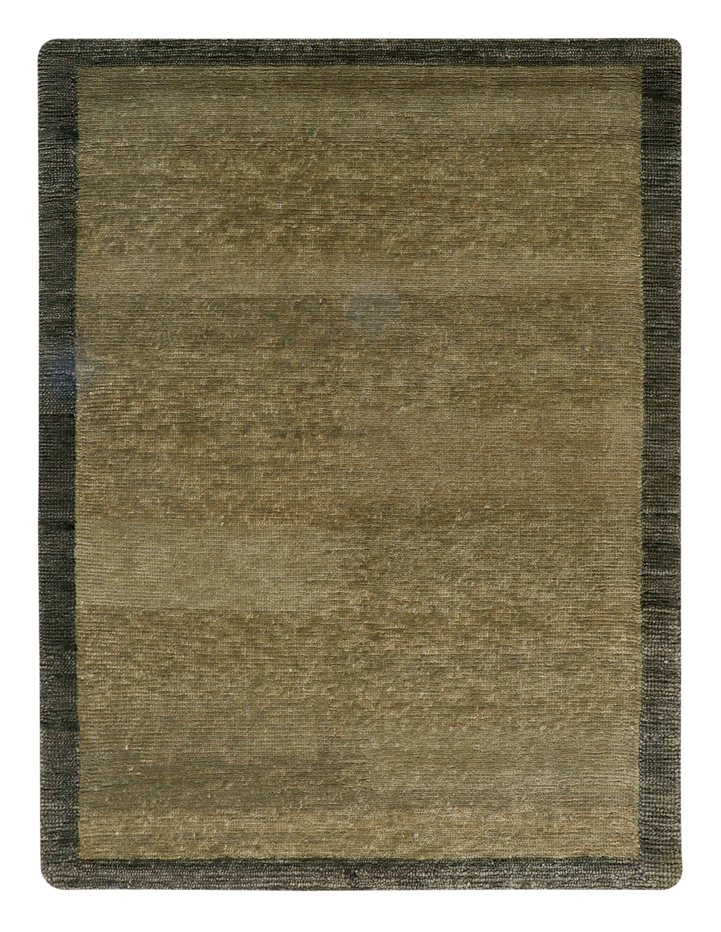 Hand Knotted Olive Green Wool Rug