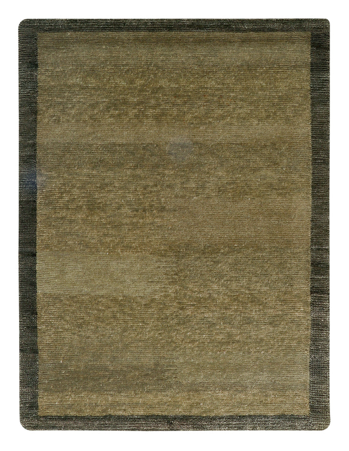 Hand Knotted Olive Green Wool Area Rug