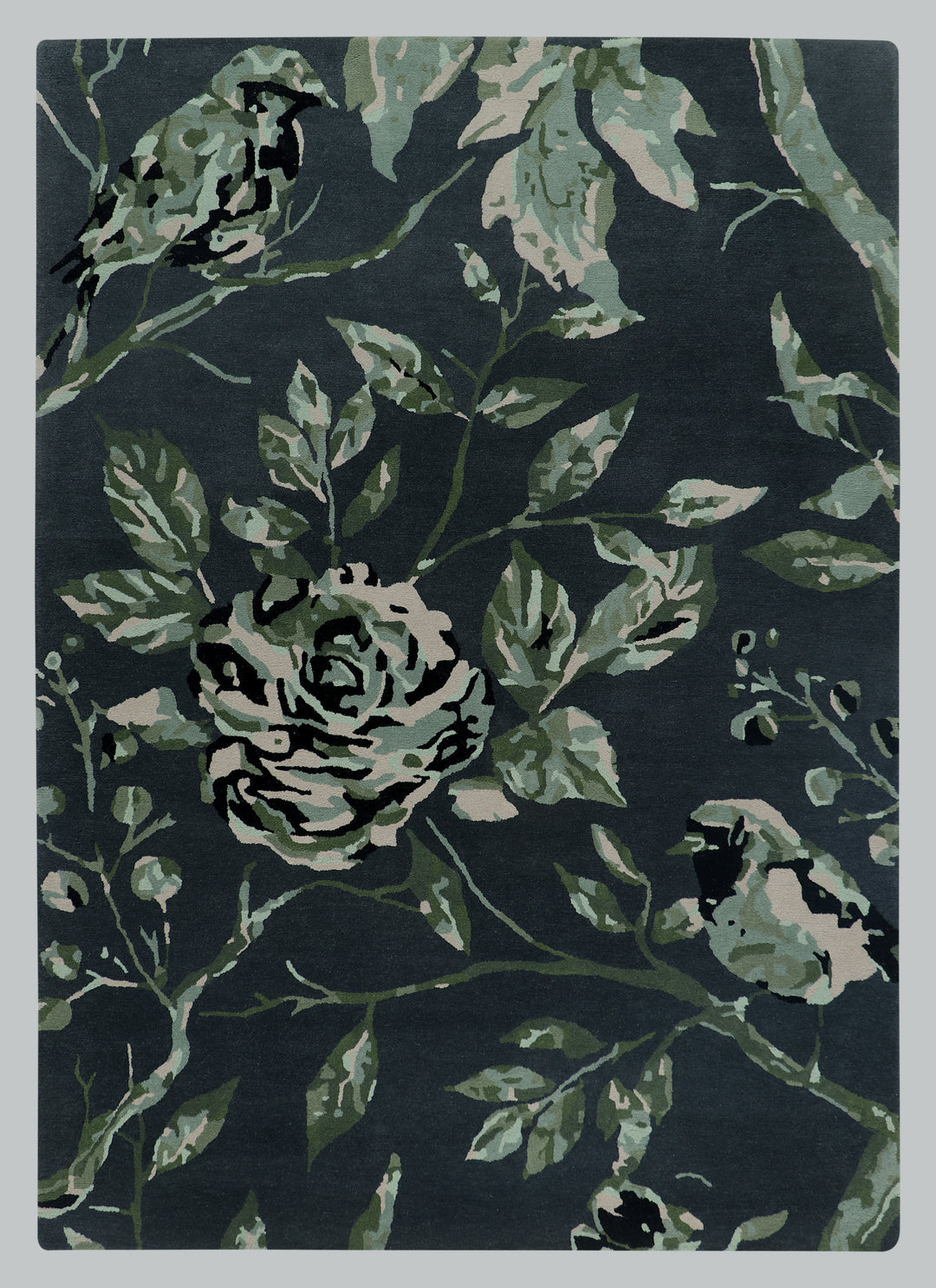Hand Tufted Black and Green Area Rug