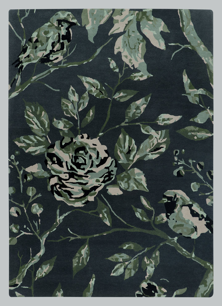 Hand Tufted Black and Green Area Rug