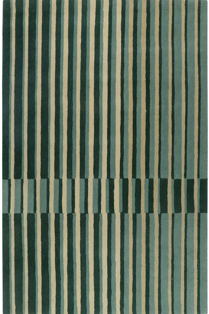 Hand Tufted Carpet Light and Dark Green Wool Rug