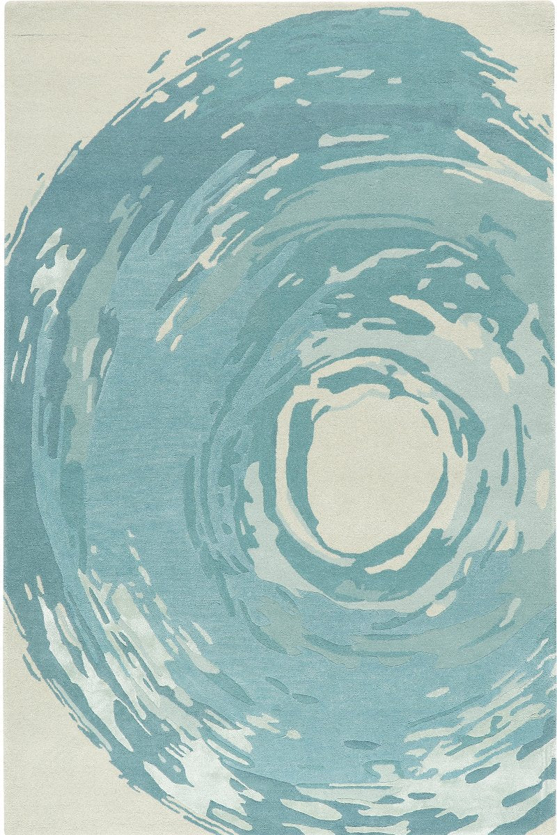 Hand Tufted Carpet Beige and Blue Wool Rug