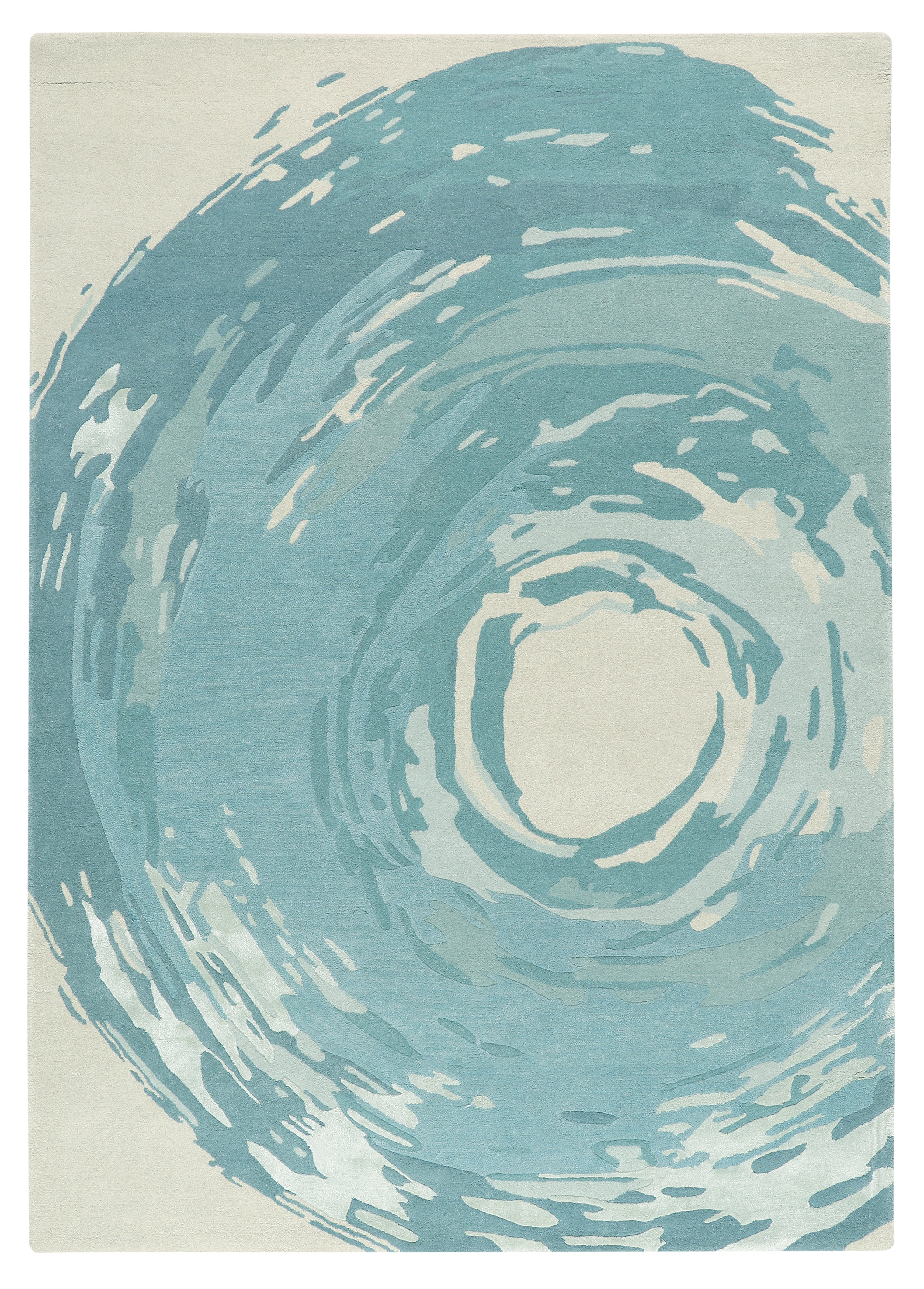 Hand Tufted Carpet Beige and Blue Wool Rug