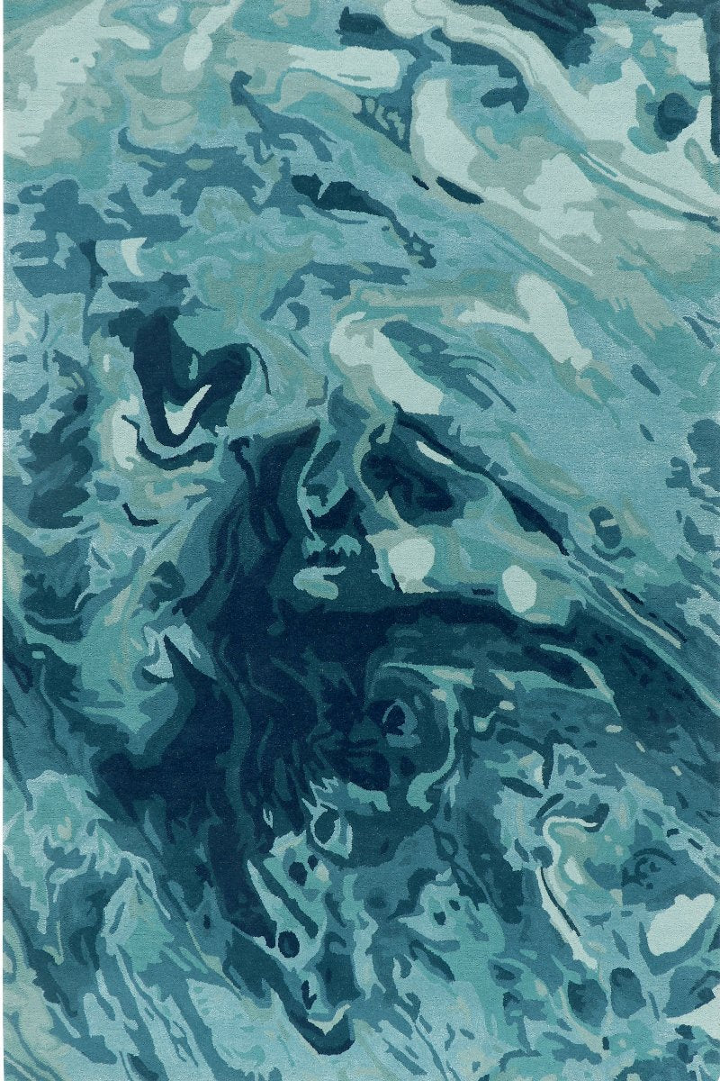 Hand Tufted Carpet Wool Blue Rug