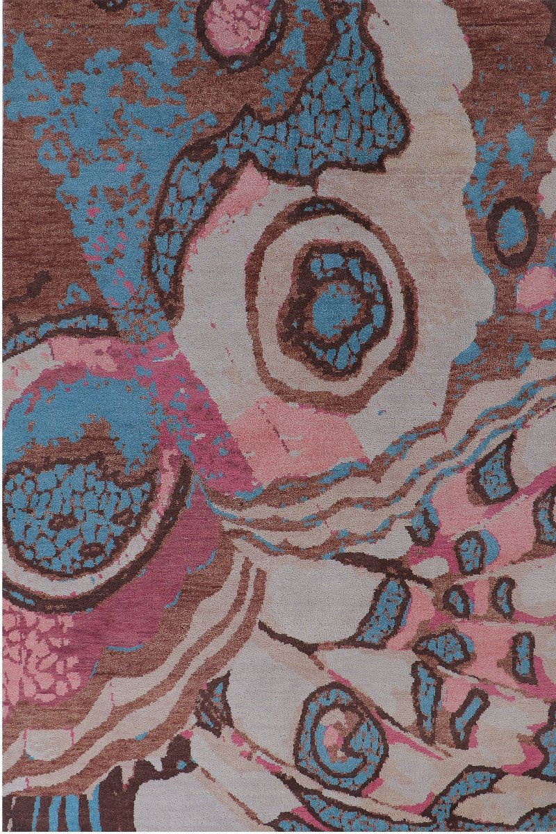 Hand Knotted  Multicolor Wool Area Rug