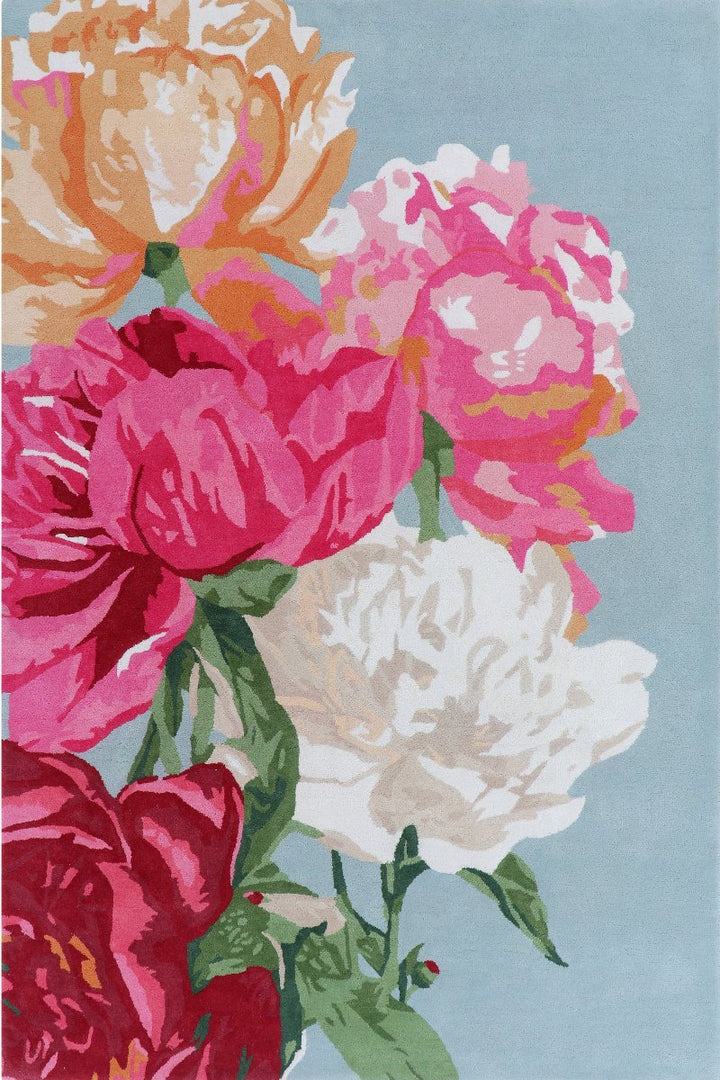 Hand Tufted New Zealand Wool Washed Flower Area Rug