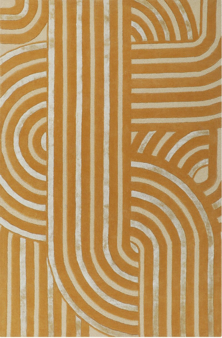 Hand Tufted Wool and Viscose Mustard Yellow Area Rug
