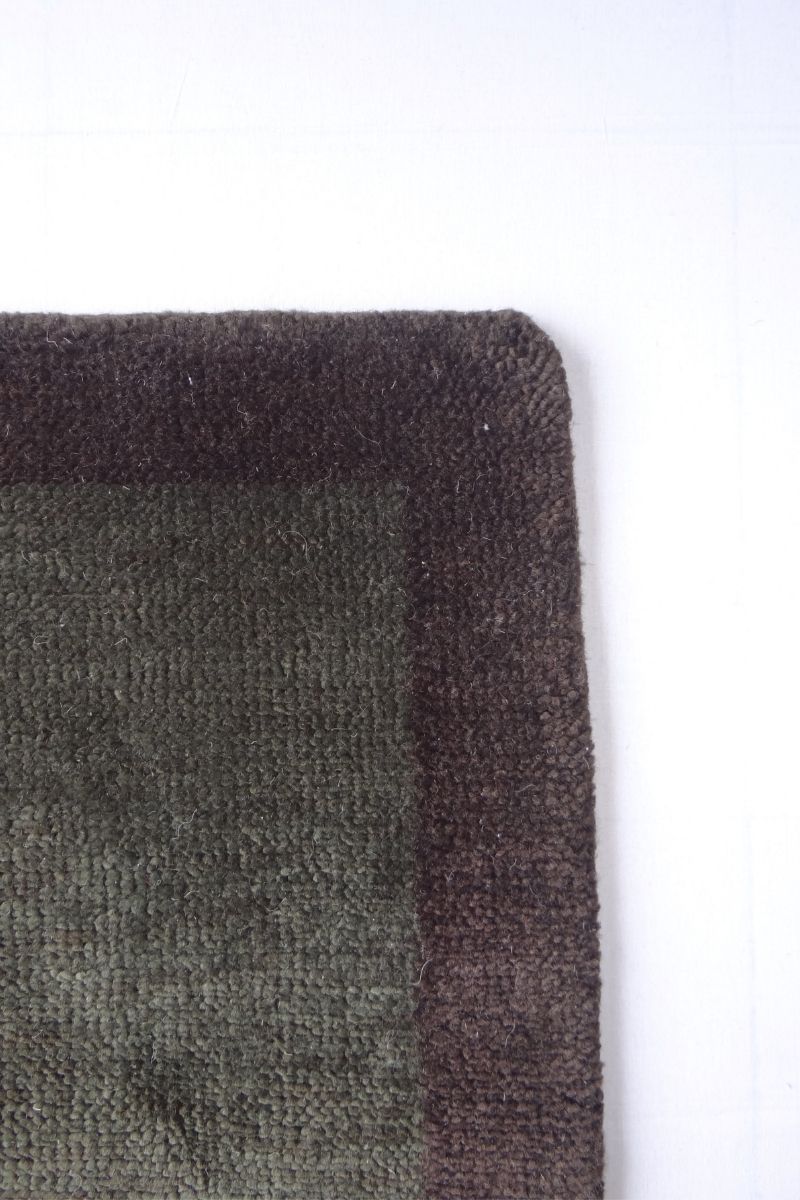 Nepal Knotted Felt Wool Green and Black Area Rug