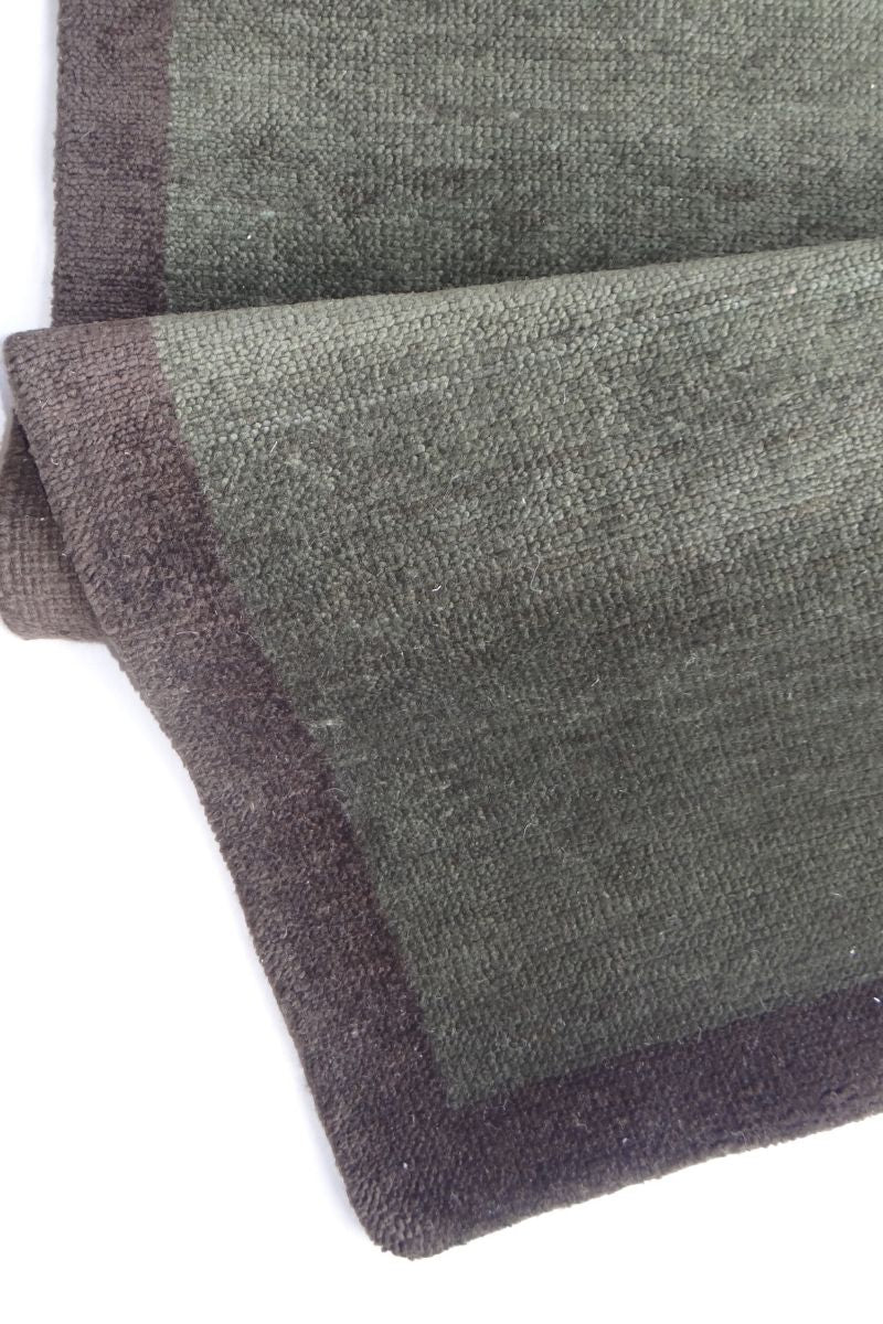 Nepal Knotted Felt Wool Green and Black Area Rug