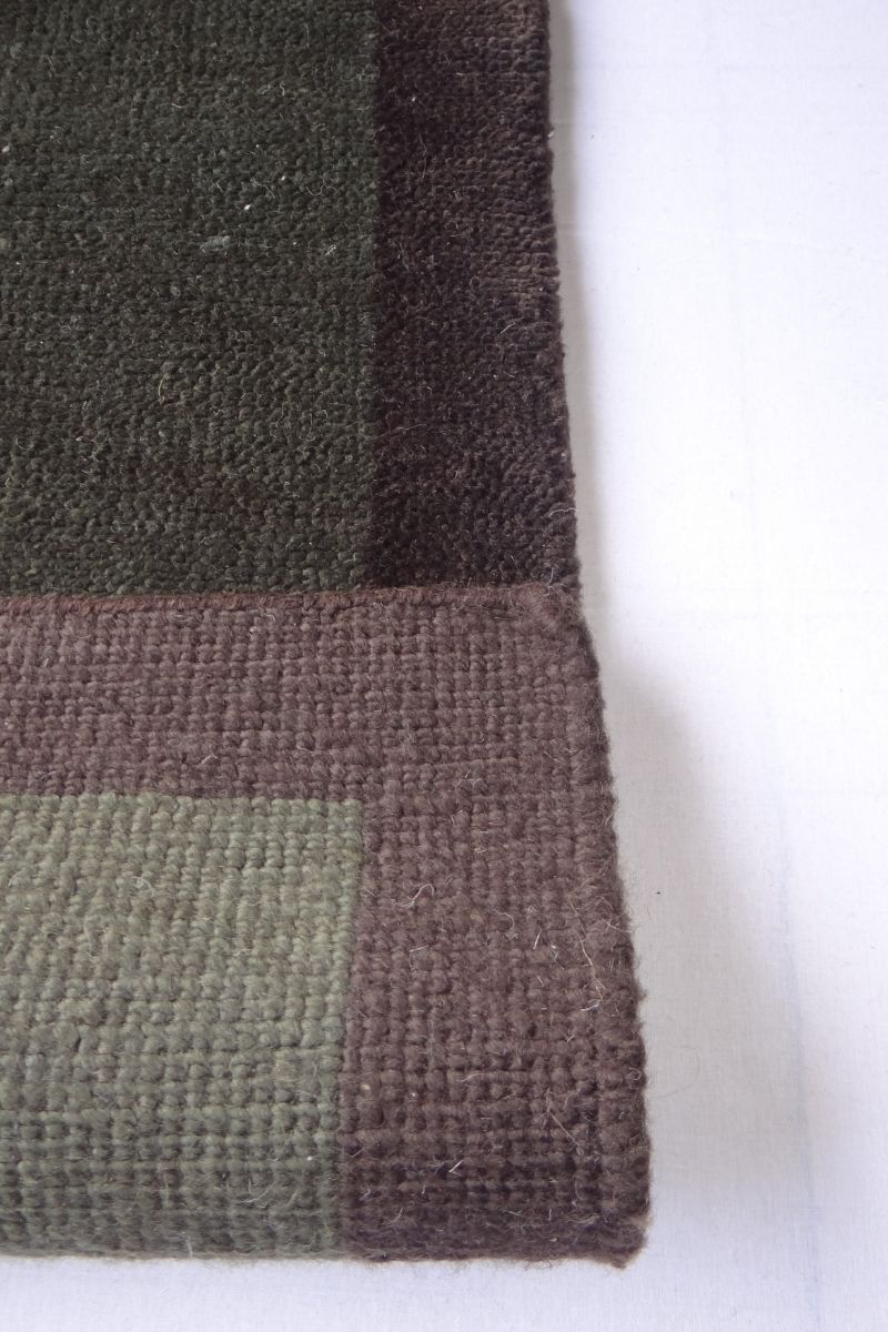 Nepal Knotted Felt Wool Green and Black Area Rug