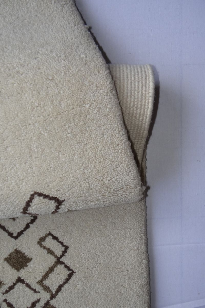 Hand Knotted Beige Wool Area Rug