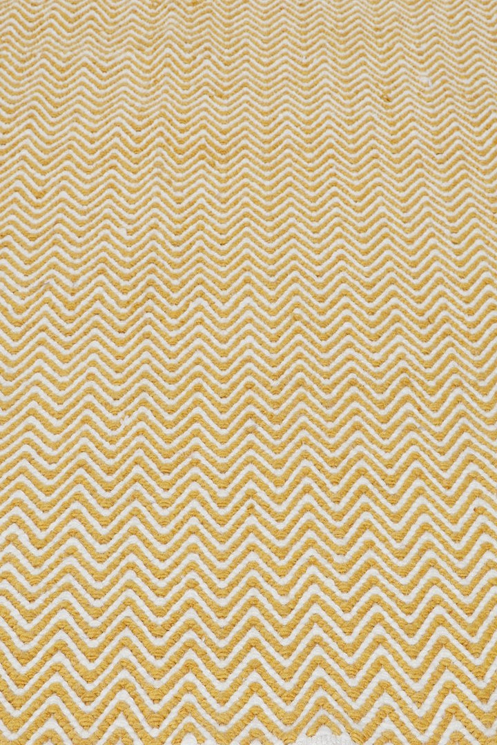 Pitloom Wool Flatweave Zigzag Yellow Durry