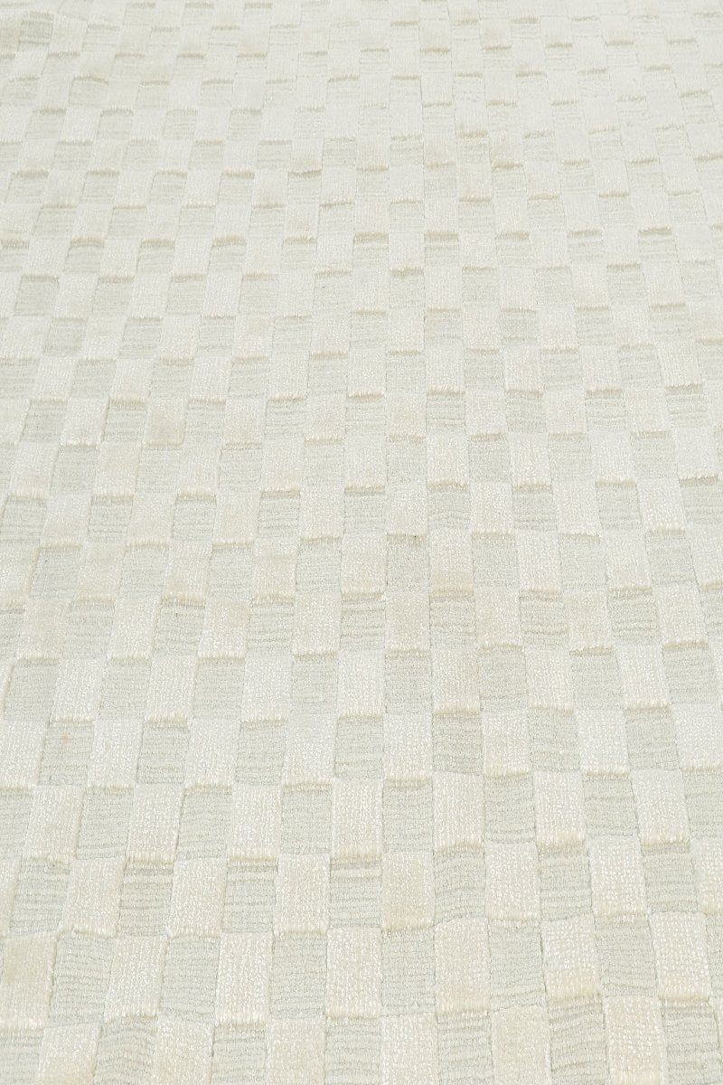 Handloom Wool White Area Rug