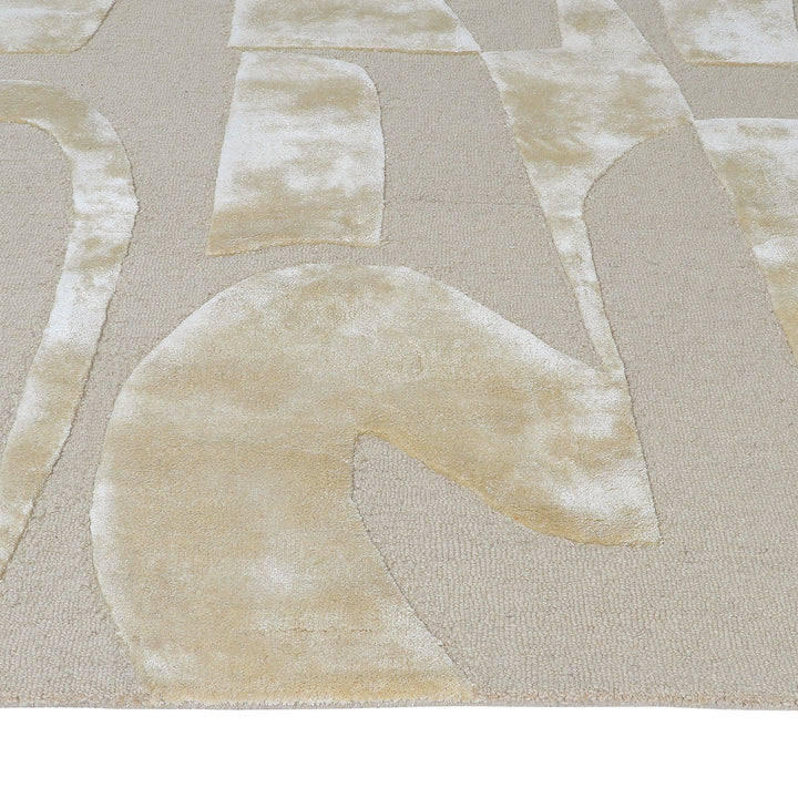 Hand Tufted Indian Wool and Viscose Beige Area Rug