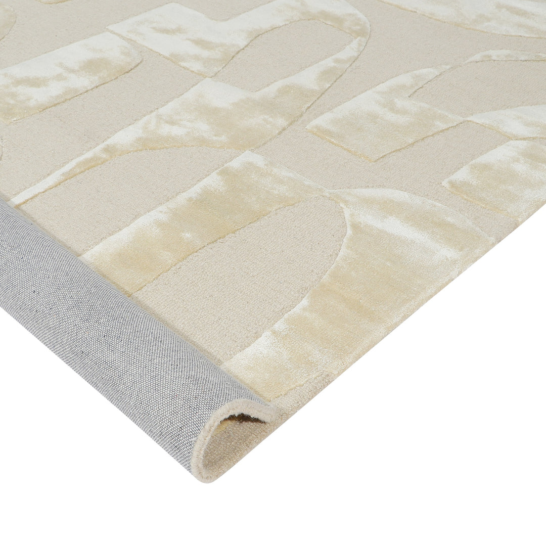 Hand Tufted Indian Wool and Viscose Beige Area Rug