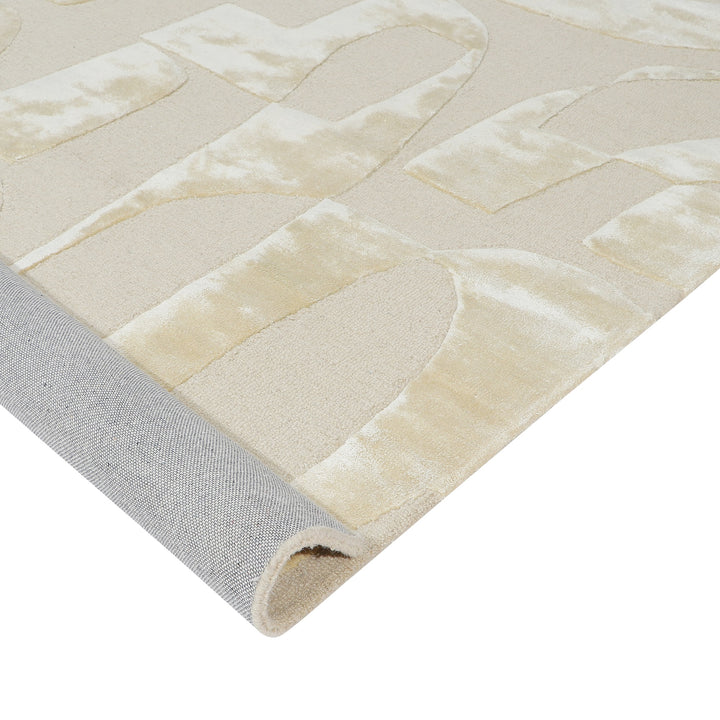 Hand Tufted Indian Wool and Viscose Beige Area Rug