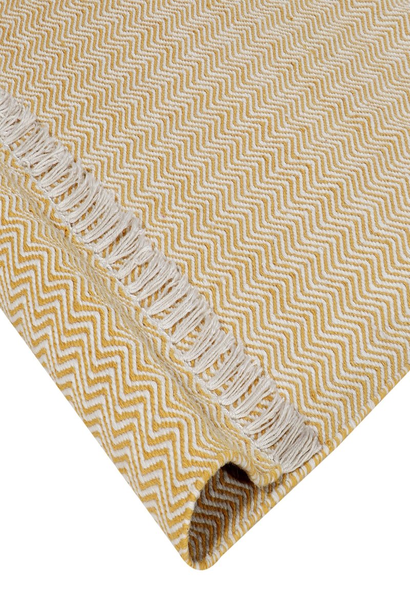 Pitloom Wool Flatweave Zigzag Yellow Dhurrie