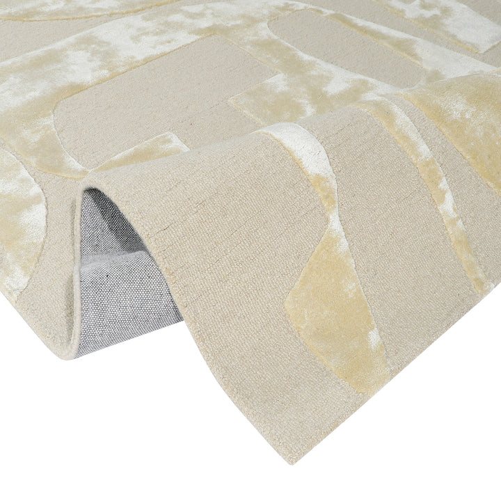 Hand Tufted Indian Wool and Viscose Beige Area Rug